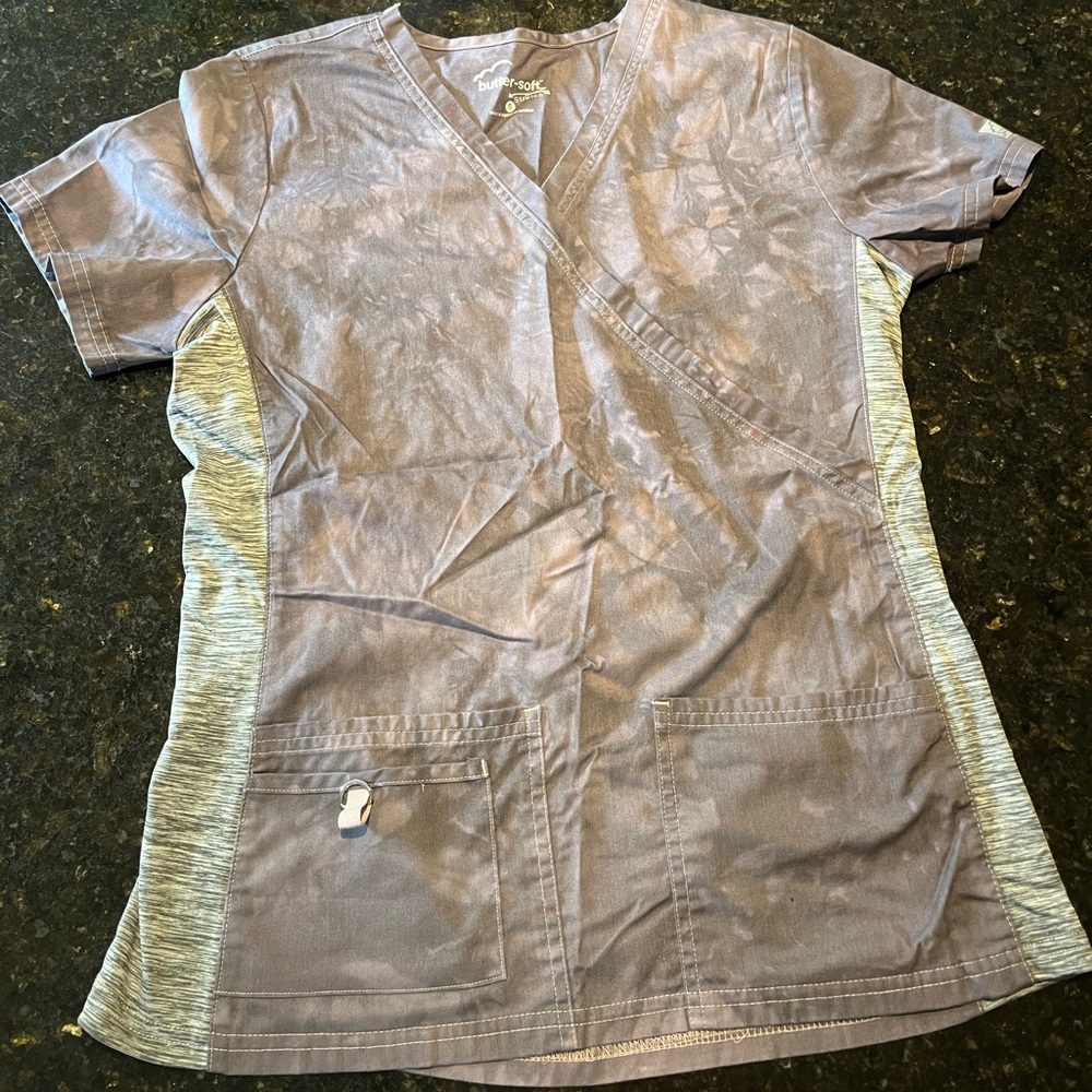 Tie dye grey scrub top